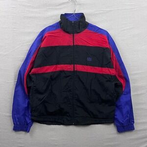 JCPenney USA Olympics Windbreaker Mens Medium Black Red Blue Colorblock Vintage